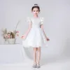 Girl's Dresses Kid Flower Girl For Wedding Birthday Party Gowns White Feathers Short Formal Princess Dress Pageant Cute1