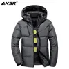 Aksr homens inverno para baixo jaqueta casaco branco pato descendo jaquetas com um capô espesso térmico quente outwear jaqueta inchado doudoune homme 201223