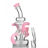 7.8 inchs Pink Bong Recycler Oil Rigs Heady Glass Water Bongs Smoke Pipes Dab Glass Water Pipes Hookahs Shisha