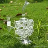 9.4 inch Smoking Pipe Recycler Oil Dab Rigs Transparent Shisha Hookahs 8 circle Thick Glass Bongs Clear 14mm Water Pipes gifts for Smokers