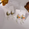 女性ファッションジュエリー韓国のアクリルペンディエントの韓国のアクリルペンディエンティエのためのカラフルな樹脂の蝶シミュレートされた梨の長いイヤリング