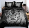 2022 Ny Wild Tiger Queen / Double / King Size Quilt / Doona / Duvet Cover Set 3D Ny 100% Bomull