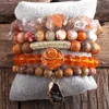 RH New Designer Fashion Red Stones Beaded Armband Natural Stone Druzy Dorp Charms 5PC Armband Set för kvinnor Smycken Dropship