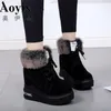 Hot Sale-Winter Heel Snow Boots För Kvinnor Ankel Stövlar Varm Plush Snow Booties Kvinnors Fashion Shoes High Square Heels