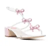 Summer Luxury Low-heeled Jewelled Sandals Shoes CATERINA Crystals Strap Bridal Wedding Sandalias Comfort Walking EU35-43