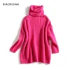 Biaoruina 15 kleur vrouwen mode solide casual gebreide trui vrouwelijke turtleneck oversized pullover dames elegante losse trui LJ200815