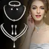 Oorbellen Ketting Mode Parel Earring Set Armband Bruids Sieraden Korte Clavicle Engagement Accessories1