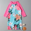 Costume da bagno intero a maniche lunghe estivo bambina protezione solare per bambini costume da bagno per bambini ad asciugatura rapida vestiti da spiaggia Biki M3982