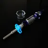 10mm 14mm Joint Mini Nector Collector Kits Blauw Groen Helder met Titanium Nail Tips DAB Olie Stro Glas Roken Hand Pijpen Bubble Wrap