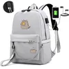 IMIDO Cute Fat Cat Backpacks for Girls Back to School Shoulders Backpack Usb Charging Canvas Travel Bag Teenagers Laptop Bags LJ201225