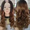 Ombre Blonde Body Wave U Part Wigs 100% Human Hair Indian Remy 250density 30inch Glueless Full Machine Half Brown U Shape Wig