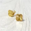 2020 New Fashion Four Leaf Clover Stud Earrings Gold Titanium Stainless Steel Stud Earrings For Women Jewelry With Box With Stamp3083104