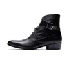 Stivali da uomo Belle Black Black Genuine Pelle Cuoio Stivaletti Brevi Bordi Lace-up Fibbia Stivali di moda per gli uomini Zapatos de Hombre