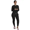 Vinter Kvinnor Tracksuits Stretchy Långärmad Pullover Topp Sweatpants Sport Sats Fashion Womens Sportkläder Två Piece Set Ny 2021