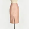 Зимняя корейская юбка из искусственной кожи с высокой талией, прямая сексуальная юбка миди, большие размеры, однотонная с разрезом 10091 220224