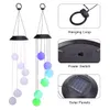 2V 40mAh Solar Smart Light Control Wave Ball Wind Chime Style Corridor Dekoration Hänge 6 F5 Lampa Pärlor Svart Solar Panel Färgglada Ljus