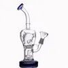 New Glass Bong Fab Egg Water Pipe honeycomb Beaker Bong Recycler dab oil rig bongs hookah shisha with 14mm oil burner pipe and smoking bowl