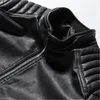 Homens Pu Faux Casacos De Couro De Moda Tendência De Manga Longa Cardigan Zipper Motocicleta Casacos Designer Masculino Outono Casual Slim Outerwears