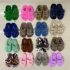 Luxo Europeu 100% Real Mink Mink Slipper Moda Mulheres Interior Inverno Peludo Slides Senhoras Chinelos Y201026