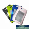 7.5x12cm fenêtre transparente aluminium FoilPackage sacs accessoires électroniques pochette de rangement bijoux Mylar feuille sac accrocher trou