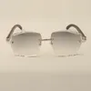 High-end zonnebril 3524014 met natuurlijke zwarte getextureerde buffs hoorn en gegraveerde lensglazen, 58-18-140mm
