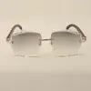 HIgh-end sunglasses 3524014 with natural black textured buffs horn and engraving lens glasses, 58-18-140mm