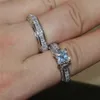 Groothandel Mode 925 Sterling Zilveren Sieraden Set Square Topaz CZ Gesimuleerde Diamond Gemstone Rings Sets Wedding Band Ring Vinger voor Vrouwen