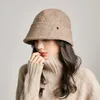 Chapeaux d'hiver pour femmes laine large bord Fedora chapeau noir Vintage feutre chapeaux Patchwork dames Cloche melon élégant casquette