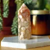 Cor-de-rosa flor de cerejeira ágata ponto de cristal sakura torre decoração meditação alma duração de energia
