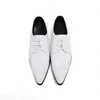 New Genuine Leather Men Oxford Shoes Black White Wedding Party Male Dress Shoes Pointed Toe Lace Up Brogue Shoes