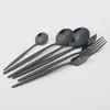 24pcs Noir Cutlery en acier inoxydable Dîne Lnife Fork Coffee Spoon Home Kitchen Dinner Table Vérinères 201130212E