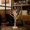 Arbre de Pâques blanc de 60 cm avec des lumières oeufs de Pâques décoratifs pour accrocher des ornements décorations de lampe d'arbre de brindille 24 lumières LED blanc Y0107