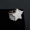 Men's Zircon Star Anel Anel Yellow Gold Banhado Full Cz Anel Cúbico Moda Hip Hop Moda Acessórios