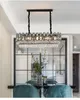 Modern Rectangle Black Crystal lamp Chandelier For Dining/Living Room Kitchen Island LED Light Fixtures Luxury Indoor Lighting