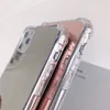 Mirror Phone Case Make Up Shockproof TPU PC الغطاء الخلفي للأكريليك لـ iPhone 15 14 13 12 MINI 11 Pro X XS MAX XR 7 8 Plus SE