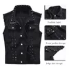 Nuovo 2020 Gilet di jeans da uomo Punk Rock Rivetto Cowboy Jeans neri Gilet Moda uomo Stile motociclista Giacca di jeans senza maniche M- LJ201245j