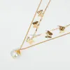Pearl Butterfly Choker Halsband Guldkedjor Multi Layer Kvinnor Halsband Fashion Jewelry Gift Will och Sandy