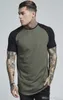 Men Summer T-Shirts White Green Men Casual Hip Hop Irregular Curved Hem Short Sleeved T-shirts M-2XL