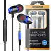 Universal Wired earphone med mikrofon 3,5 mm jack metall subwoofer stereo hörlurar sport i örat öronproppar för telefon tablet pc dator mp3 spelare