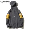 Gonthwid frente bolso pullover casacos homens outono meia zíper hoodie jaqueta masculino hip hop casual windbreaker casaco streetwear 201188