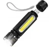 USB rechargeable T6 COB flashlight aluminium alloywaterproof torch lamp zoomable Magnet working lights outdoor emergency lamps