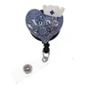 10 stuks veel sleutelhangers intrekbare verpleegkundige accessoires medische emaille strass kristal liefde hart RN vorm ID badge reel houder met 264V