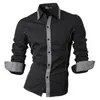 mens shirts Jeansian Men's Fashion Casual Shirt Button Down Long Sleeve Slim Fit Designer 8001 Navy