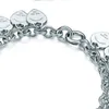 Argent sterling 925 classique mode argent coeur carte dames bracelet bijoux cadeau de vacances 200925