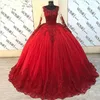 vestidos de quinceanera inchados longos e vermelhos