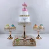 6 sztuk Złoty Lustro Metalowe Okrągłe Ciasto Stand Wedding Birthday Party Desser Cupcake Display Plate Home Decor 201217
