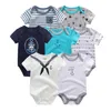 Pagliaccetti del bambino Estate 7 Pz / lotto Manica corta Ragazzi Vestiti Neonati Tute 100% cotone Roupas de bebe Per 0-12 mesi Neonato 201023