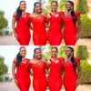 2021 New Sexy African Red Satin Mermaid Long Bridesmaid Dresses Off The Shoulder Ruched Plus Size Custom Wedding Guest Maid Of Hon314A