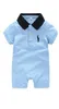 Pajacyki dla noworodka bawełniany kołnierzyk z klapami pajacyki z krótkim rękawem niemowlęce chłopięce markowe ubrania śpioszki dla małych dzieci na 0-24 miesiące