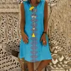 Casual Dresses Dress Women 2021 Sommar ärmlös bomullslinne Löst plus storlek Vintage Boho Vestidos Beach sundress1